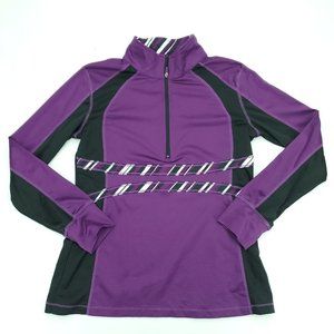 JW Active 1/4 Zip Pullover Women Medium Purple Black Long Sleeve Training Shirt